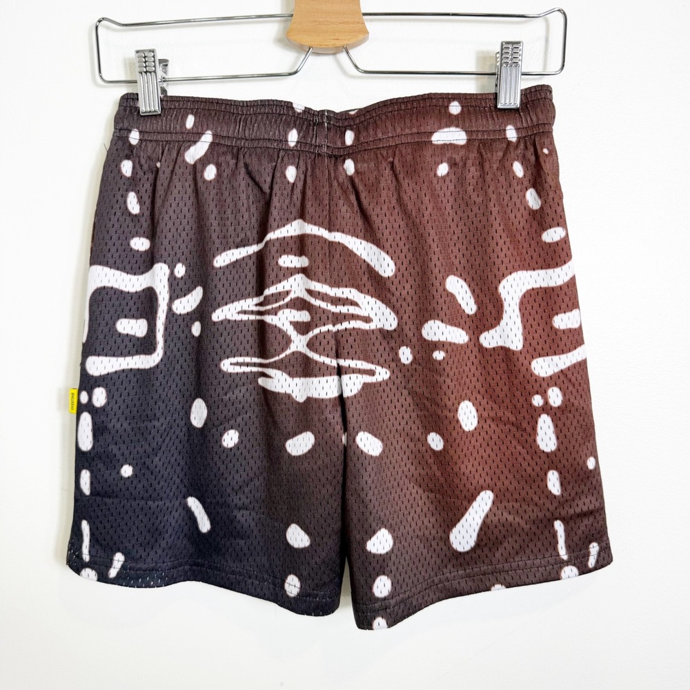 Overtime Mesh Basketball Shorts Kids Youth XL Brown Black Abstract Graphic Print - Picture 2 of 4